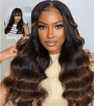 ELVA Single Byebye Knots Highlight Wigs  5X5 HD Lace Frontal Wig Brazilian Wave Lace Front Wigs Human Hair 100% Real HD Lace Frontal Wig（w207)
