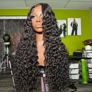Elva hair Brazilian Burmese Curly 13X6 HD Lace Closure Wig Real HD Lace Human Hair Wigs(B11)