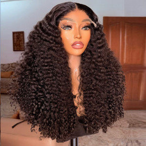 Elva hair Brazilian Burmese Curly 5x5 HD Lace Closure Wig Real HD Lace Human Hair Wigs(B20)