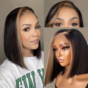 Wear and Go 5x5 HD Lace Closure Color Wigs Brazilian Straight Virgin Human Hair (HG01)