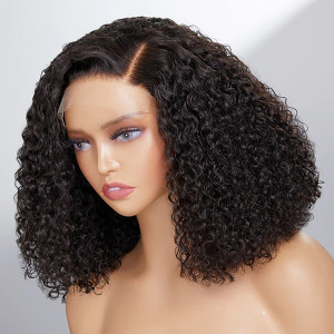 Elva hair Super Full Side Part Kinky Curly Neck Length 13X4 HD Undetectable Lace Wig | Natural Hairline(H6)