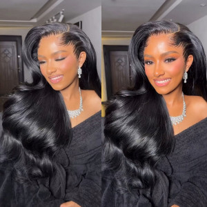 Elva hair Brazilian Widow's Peak M Hairline Body Wave13x6 HD Lace Frontal Wig Real HD Lace Human Hair Wigs(M05)