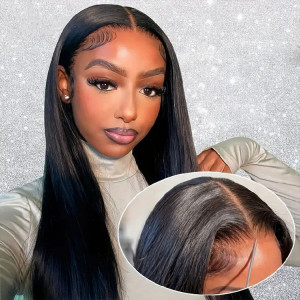 Elva hair Invisible Brazilian Straight 6x6 HD Lace Closure Wig Real HD Lace Human Hair Wigs(w04)