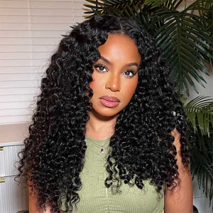 Elva hair Brazilian Burmese Curly 13x4 HD Lace Closure Wig Real HD Lace Human Hair Wigs(B17)