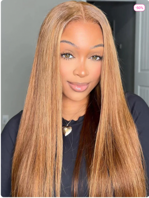 ELVA Single Byebye Knots Blonde Highlight Dtraight Ear-to-ear Glueless 13x4 Frontal HD Lace Wig Pre-Cut Lace （w256）