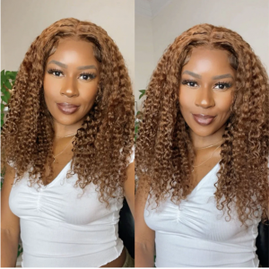ELVA Single Byebye Knots Blonde Highlight Curly Ear-to-ear Glueless 13x4 Frontal HD Lace Wig Pre-Cut Lace （w271）