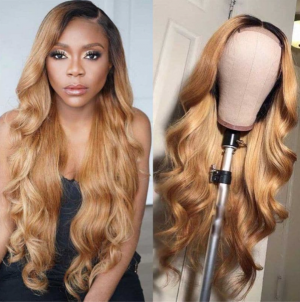 ELVA Single Byebye Knots Blonde Highlight Body Wave Ear-to-ear Glueless 13x4 Frontal HD Lace Wig Pre-Cut Lace （w270）