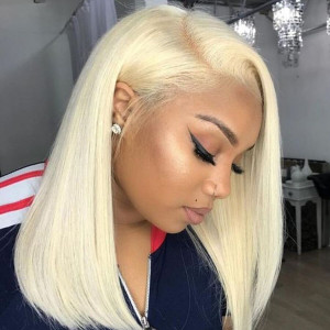 The Best Choice to Dye Any Color without Bleaching! 613 Blonde Virgin Human Hair Invisible Transparent Lace 13x6 Lace Front Wigs Pre Plucked (w363)