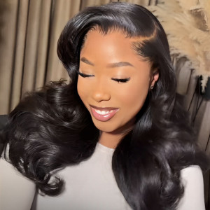 Elva Hair Brazilian M Hairline Body Wave Hair 13x6 HD Lace Frontal Wig Real HD Lace Human Hair Wigs(M09)
