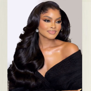 Elva Hair Brazilian M Hairline Body Wave Hair 13x6 HD Lace Frontal Wig Real HD Lace Human Hair Wigs(M010)