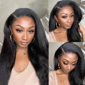 Only for Member Kinky Straight Kinky Edges!!! Elva hair 13x6 human Lace Front Wigs Pre Plucked (Z27)