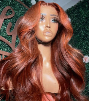 ELVA Single Byebye Knots Ginger Hair 13X6 HD Lace Frontal Wig Brazilian Body Wave Lace Front Wigs Human Hair 100% Real HD Lace Frontal Wig（w214）