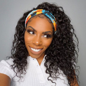 Affordable&Beginner Friendly Headband Wig Soft Curly Human Hair Wig 150 Density (w518)