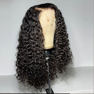 Elva hair Brazilian Burmese Curly 5x5 HD Lace Closure Wig Real HD Lace Human Hair Wigs(B22)