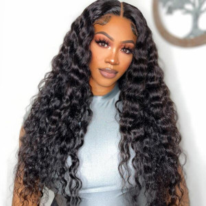Elva hair Brazilian Deep Wave 6x6 HD Lace Closure Wig Real HD Lace Human Hair Wigs(w08)