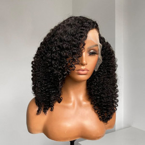 Elva hair Brazilian Burmese Curly 13x4 HD Lace Closure Wig Real HD Lace Human Hair Wigs(B04)