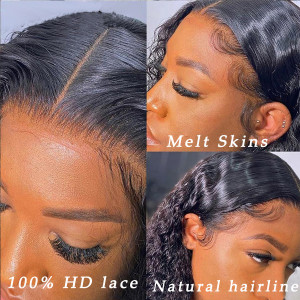 Wear and Go 13x6 HD Lace Closure Wigs Brazilian Deep Wave Virgin Human Hair (R03)