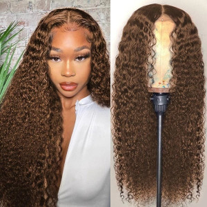 ELVA Single Byebye Knots Blonde Highlight Curly Ear-to-ear Glueless 13x4 Frontal HD Lace Wig Pre-Cut Lace （w262）