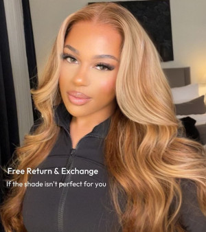 ELVA Single Byebye Knots Highlight  13X6 HD Lace Frontal Wig Brazilian Body Wave Lace Front Wigs Human Hair 100% Real HD Lace Frontal Wigï¼w213ï¼
