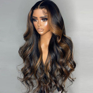 ELVA Single Knots 5X5 HD Lace Closure Wig Highlight 5X5 HD Lace Closure Wig Body Wave Wear & Go Wig（JC037)