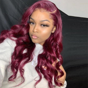 Gorgeous Look Really Got Me! Buy Now, Pay Later! 99J Virgin Human Hair 13x6 Lace Front Wigs Pre Plucked (w839)
