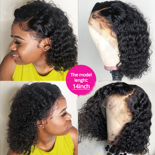 13x4 Short Human Hair Bob Wigs Brazilian Natural Wave Lace Front