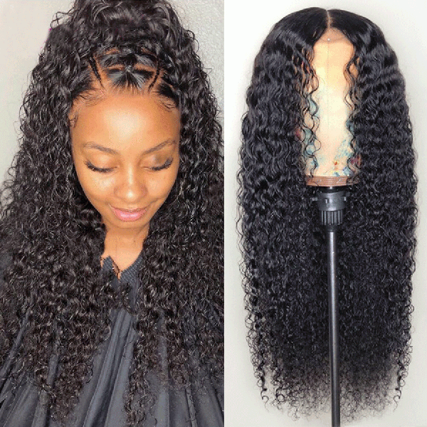 150 Density Full Lace Human Hair Wigs Kinky Curly With Baby Hair